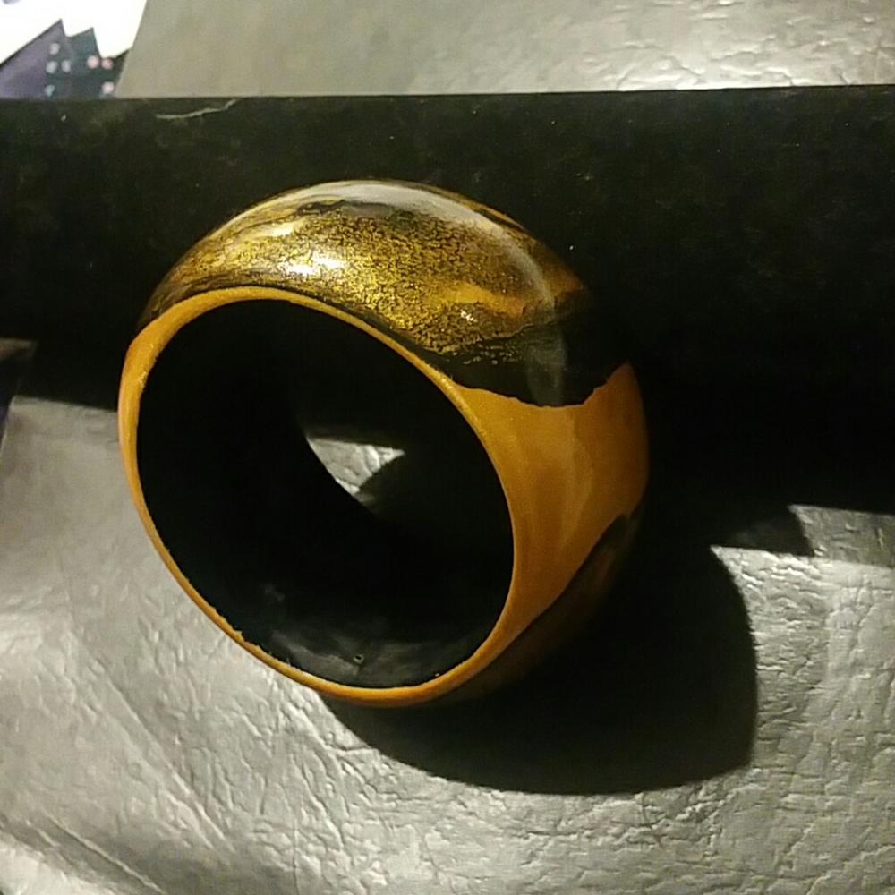 Vintage large wooden cuff bracelet